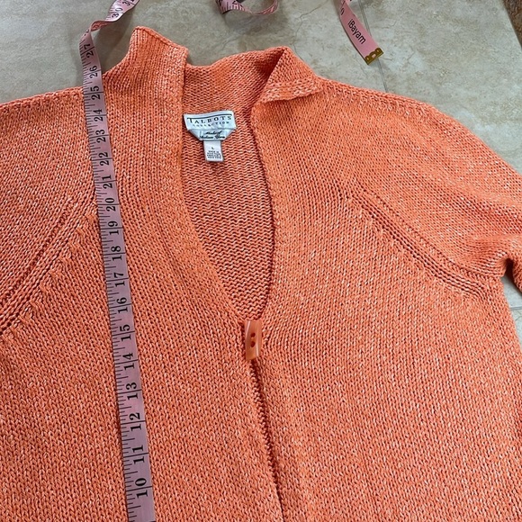 Talbots Collection Women Sweater Knit Cardigan Long Sleeve Orange Size L Button - Picture 8 of 9